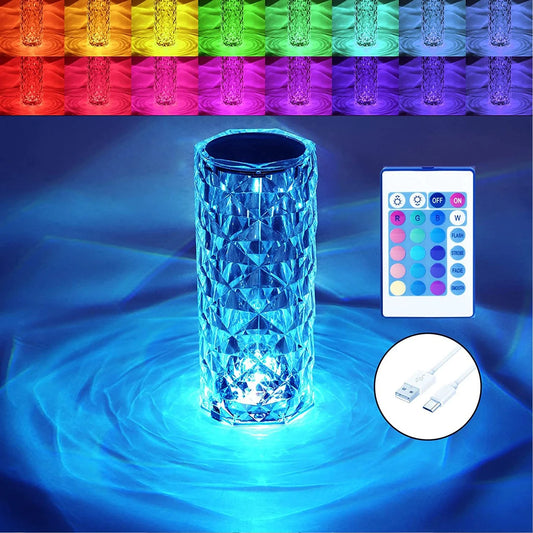 Crystal Table Lamp RGB Color Changing Night Light