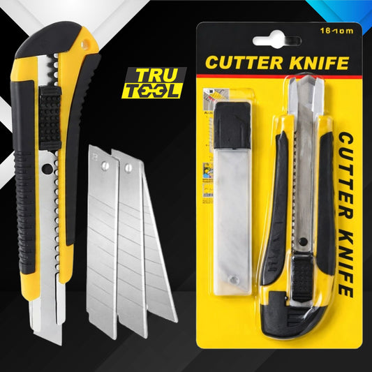 TruTool Heavy Duty 18mm Cutter Knife Set with Extra Blades for Office & Home