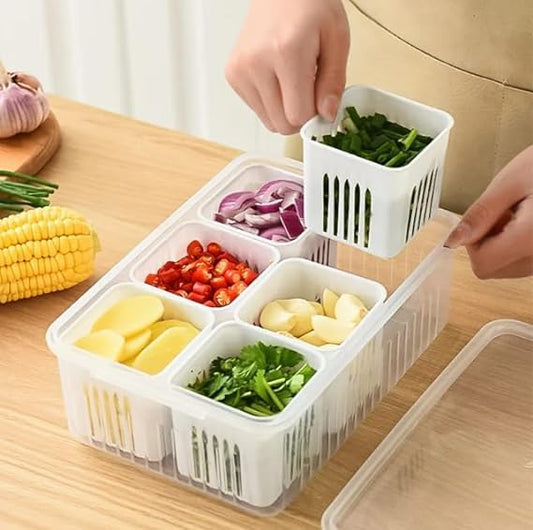 6 Grid Fridge Storage Boxes Containers