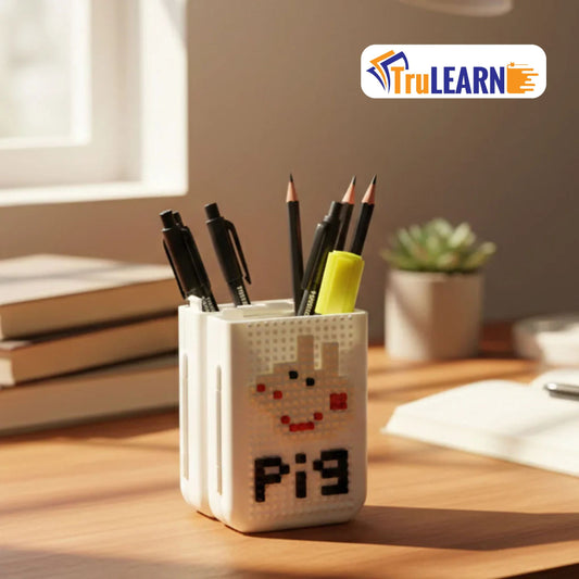 TruLearn Decorative Pixel Art Style Desk Pen Holder (1 Pc)
