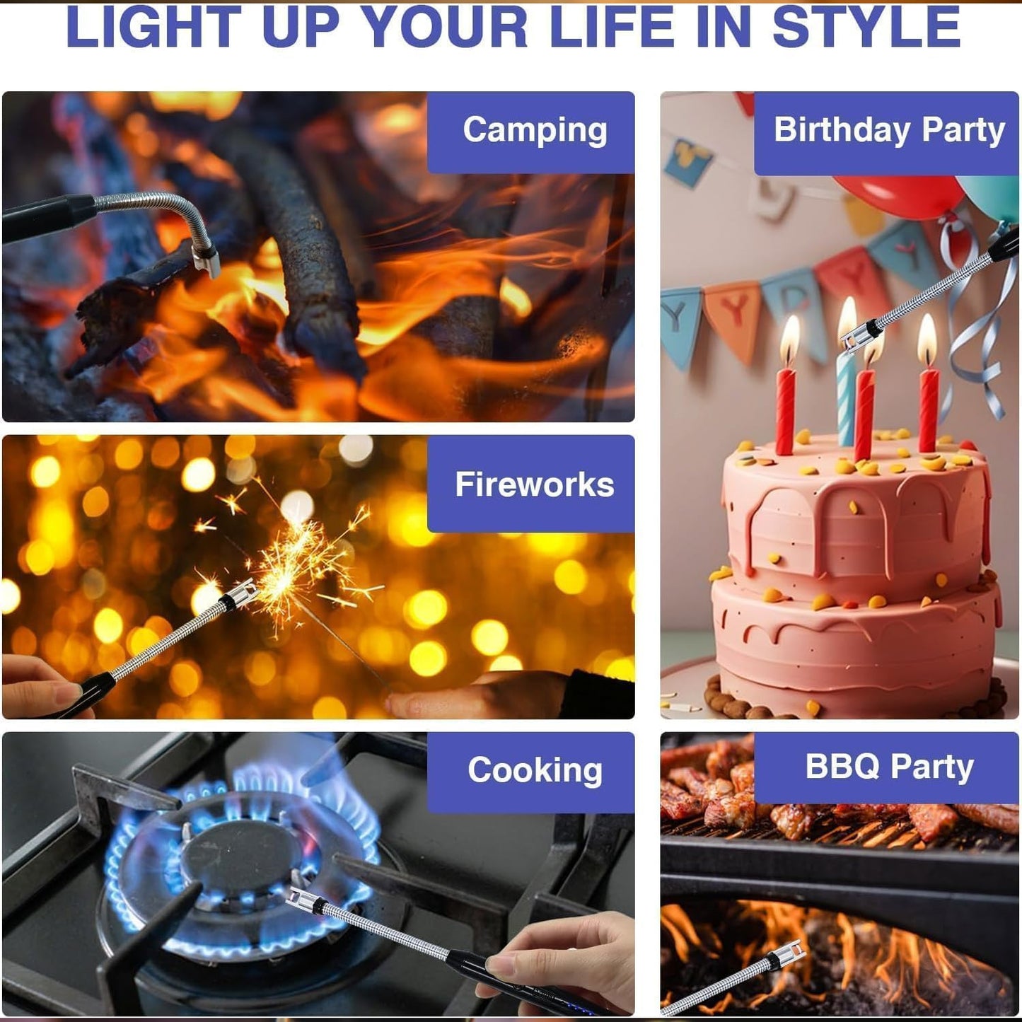 Electric Arc Gas Lighter Rechargeable For Kitchen