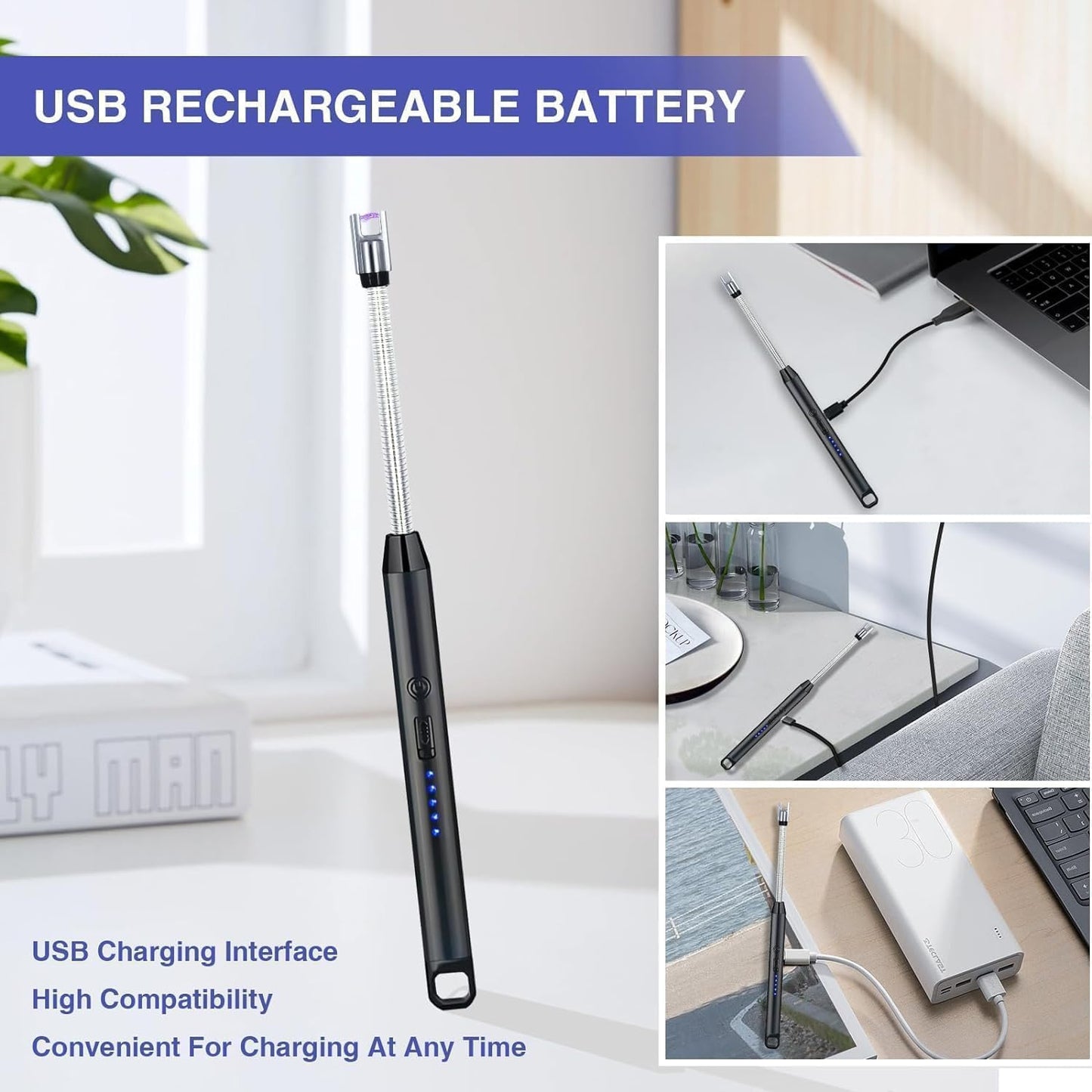 Electric Arc Gas Lighter Rechargeable For Kitchen