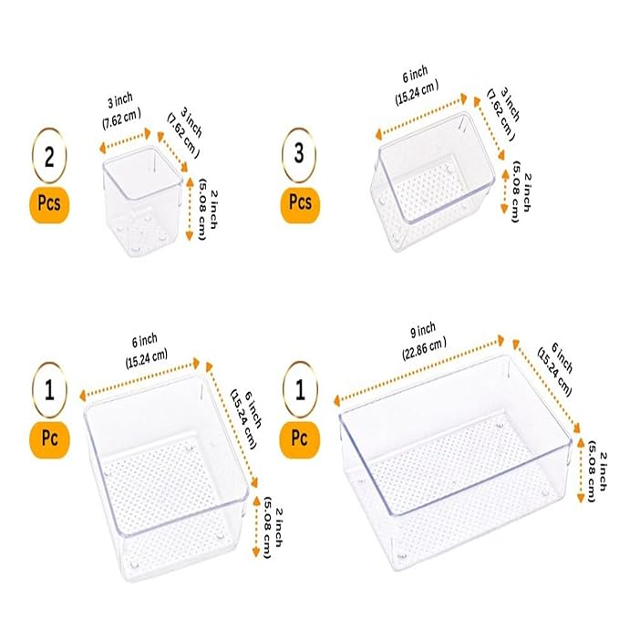 Transparent Plastic Drawer organizer 7 Piece