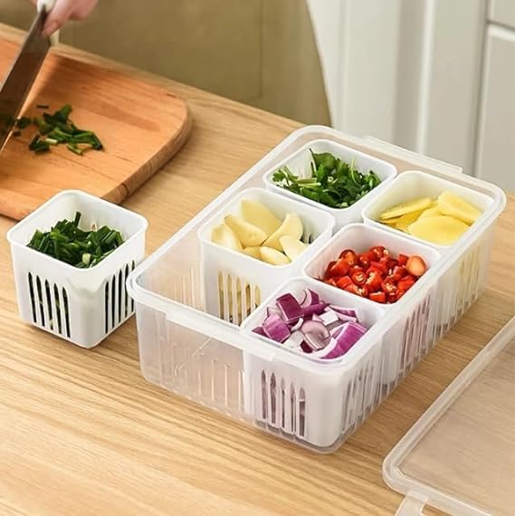 6 Grid Fridge Storage Boxes Containers