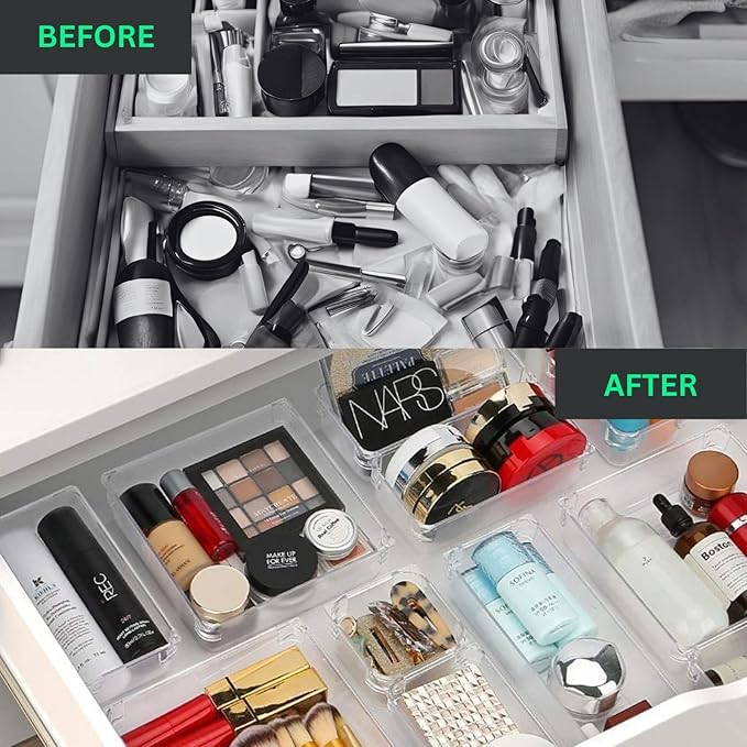 Transparent Plastic Drawer organizer 7 Piece