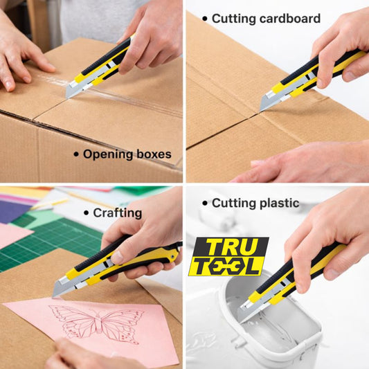 TruTool Heavy Duty 18mm Cutter Knife Set with Extra Blades for Office & Home