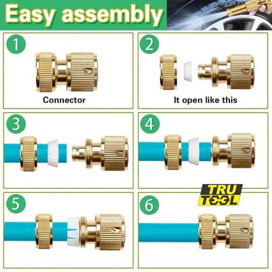 TruTool High Pressure Brass Hose Nozzle Adjustable Water Spray Gun