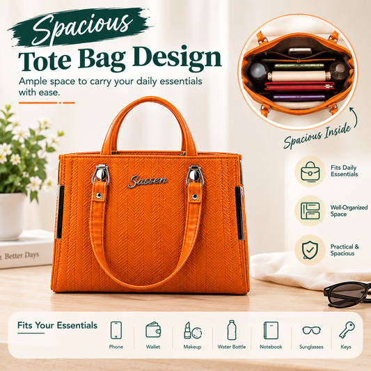 Women's Textured PU Leather Tote Handbag 👜