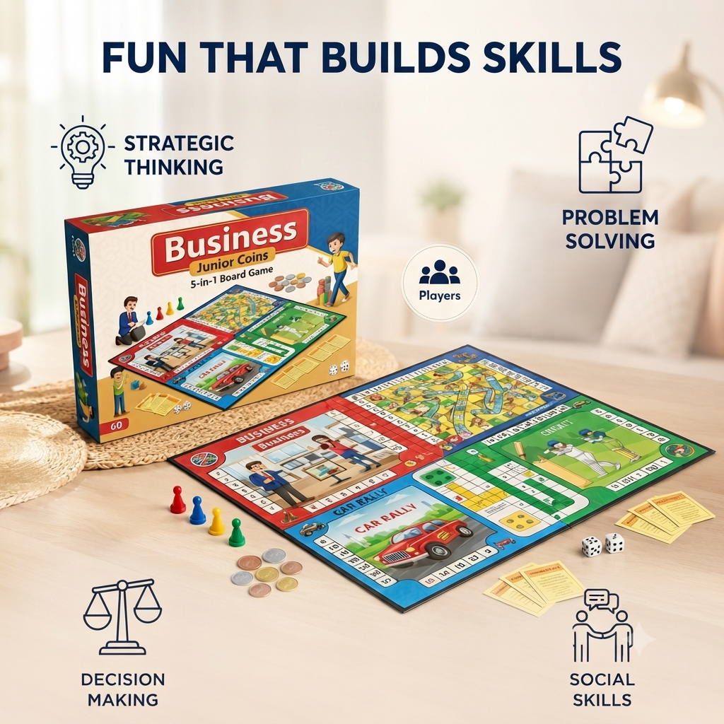 5-in-1 Board Game โ Family Strategy & Fun Game ๐ฒ