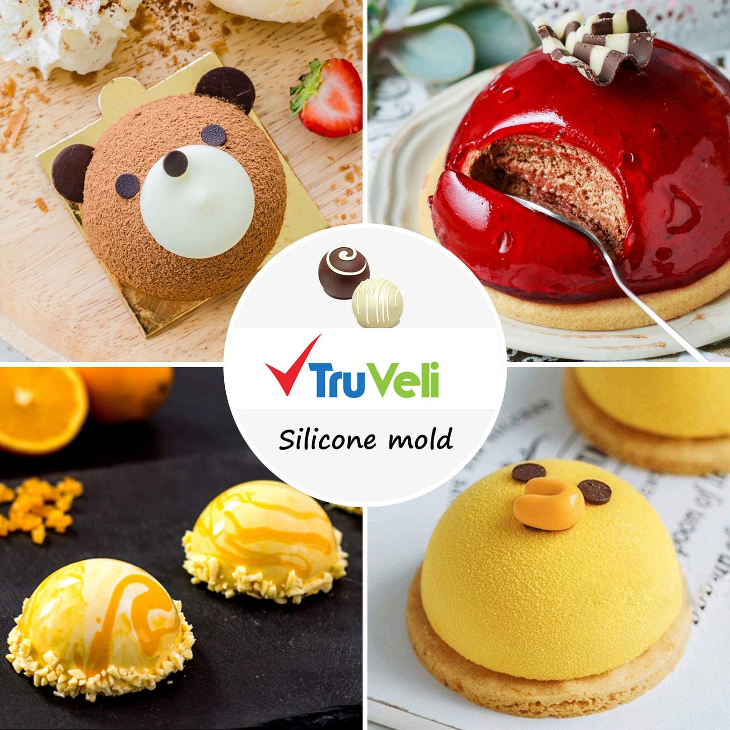6 Cavity Half Round Cake Mould