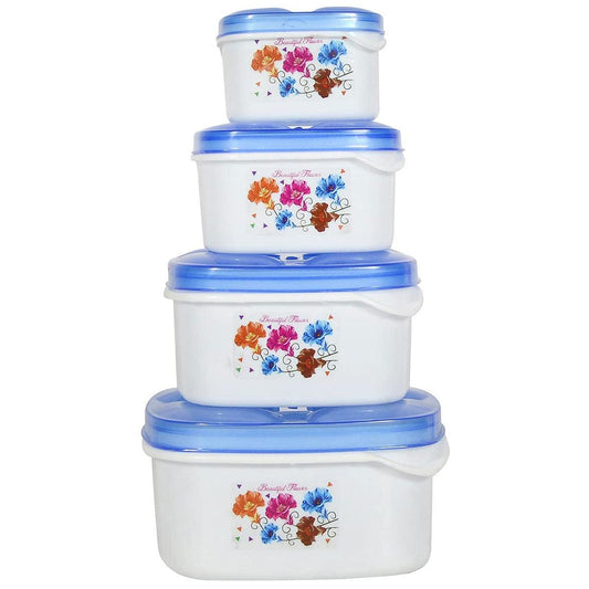 Square Modular Plastic Container Set of 4 Blue - TruVeli