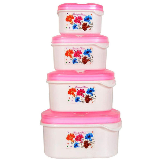 Square Modular Plastic Container Set of 4 Pink - TruVeli
