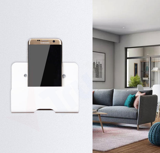 Acrylic Wall Mounted Single Curved Mobile Stand with Data Cable Receiving Hole - TruVeli