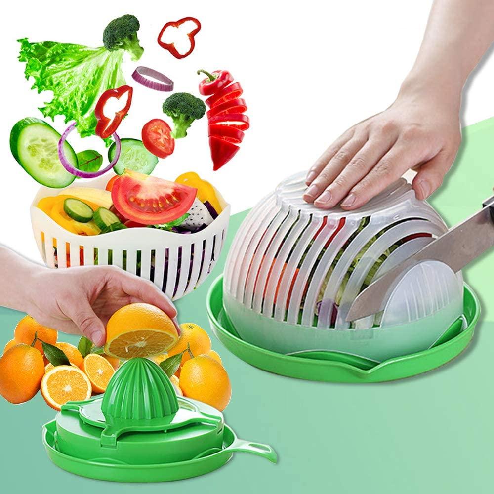 Salad Chopper, Stainless Steel Salad Cutter Bowl with Chef Grade