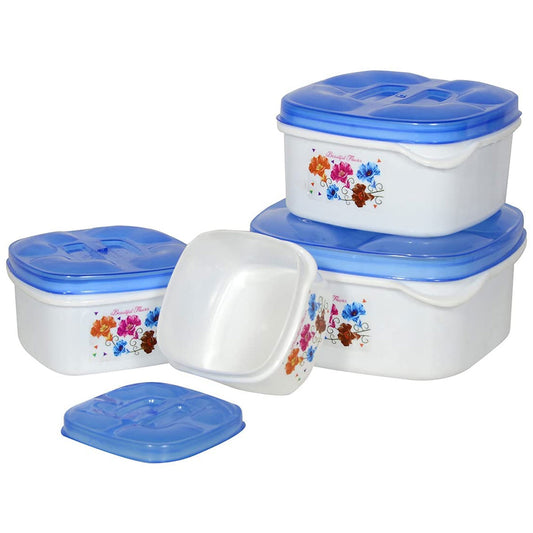Square Modular Plastic Container Set of 4 Blue