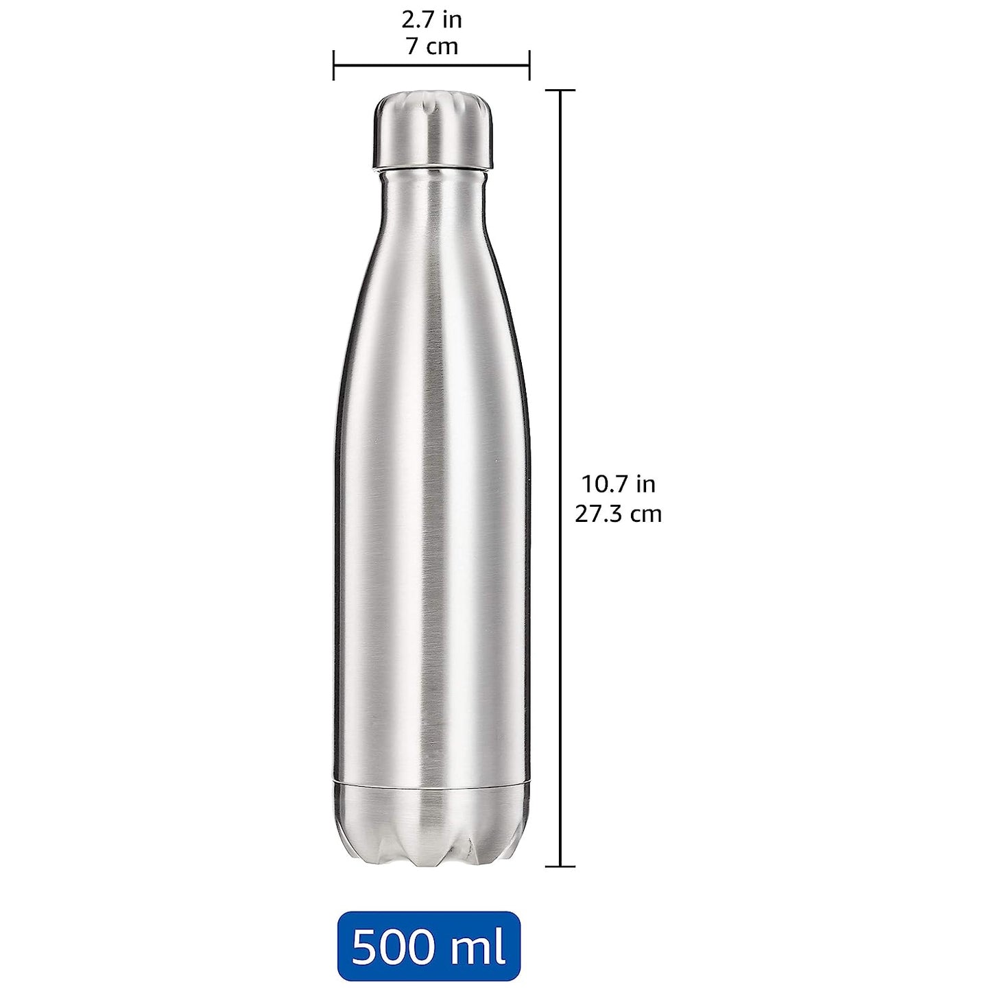 3874 Stainless Steel Hot or Cold Double Walled Flask Bottle 500 ml, Silver