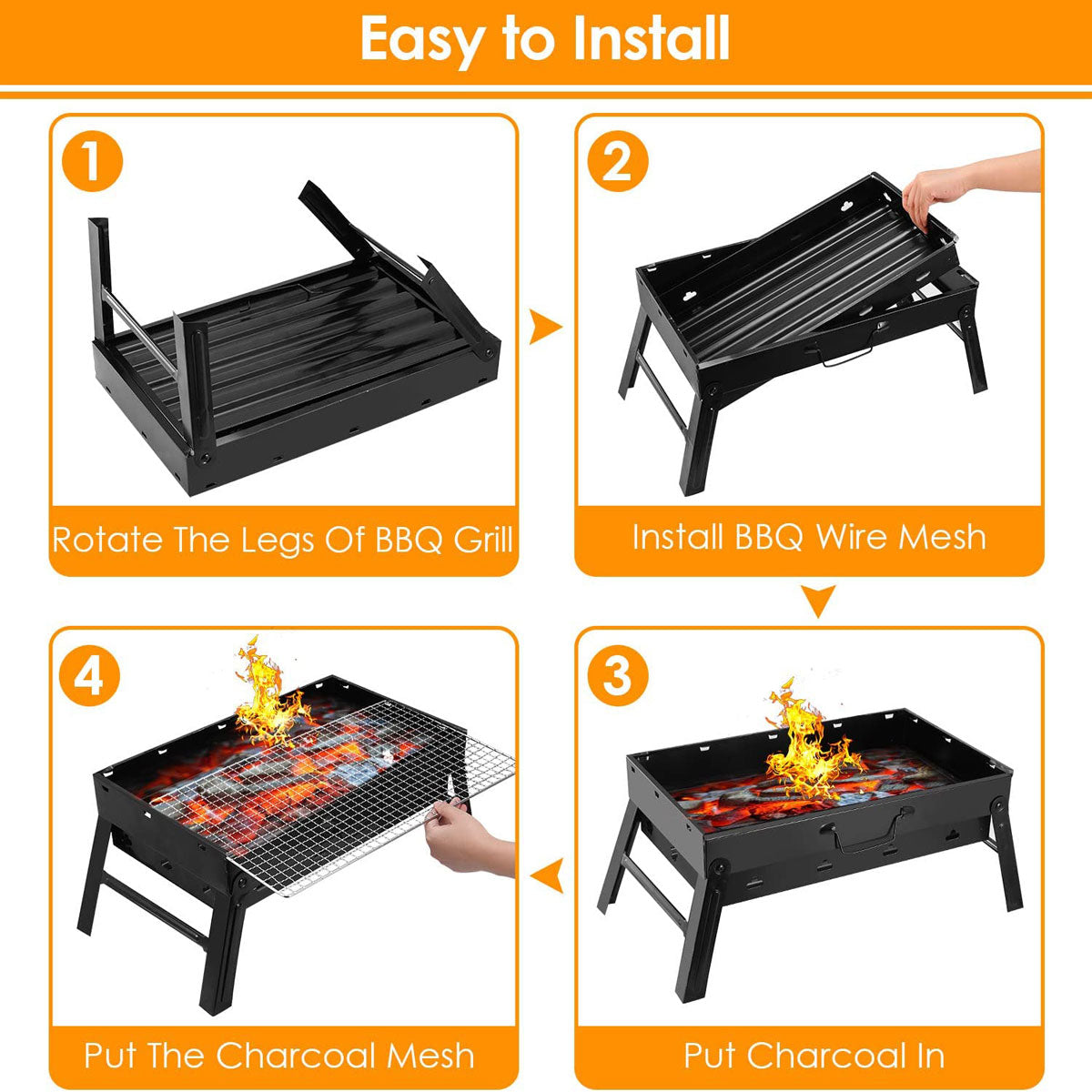 BBQ Small Foldable Barbecue Charcoal Grill