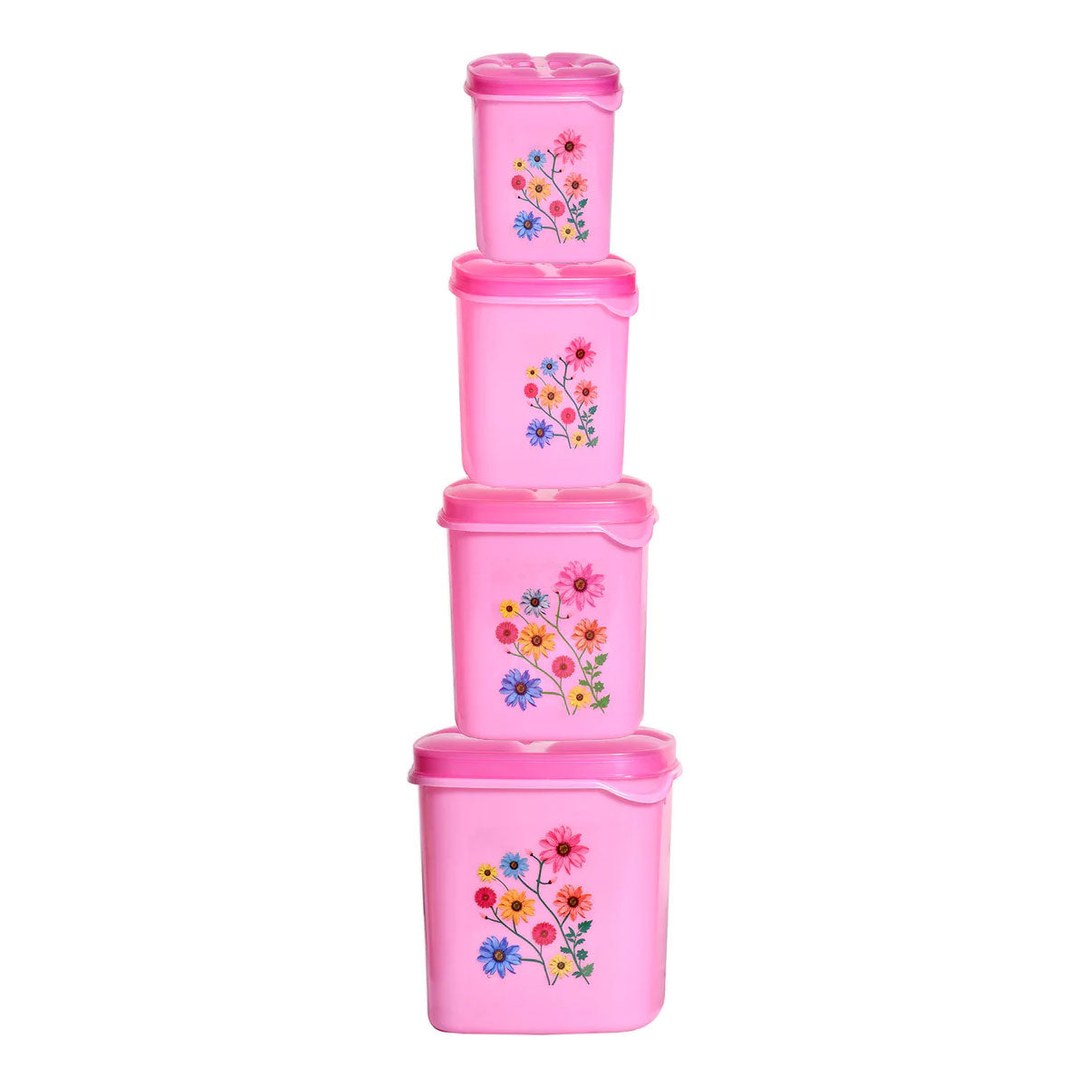 Kitchen Storage Container Set of 4 - 500 ml, 1000 ml, 2000 ml, 3000 ml Set of 3 Pink