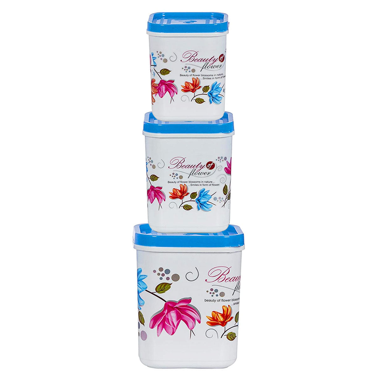 Kitchen Storage Containers 1000 ml, 2000 ml, 3000 ml Set of 3 Blue
