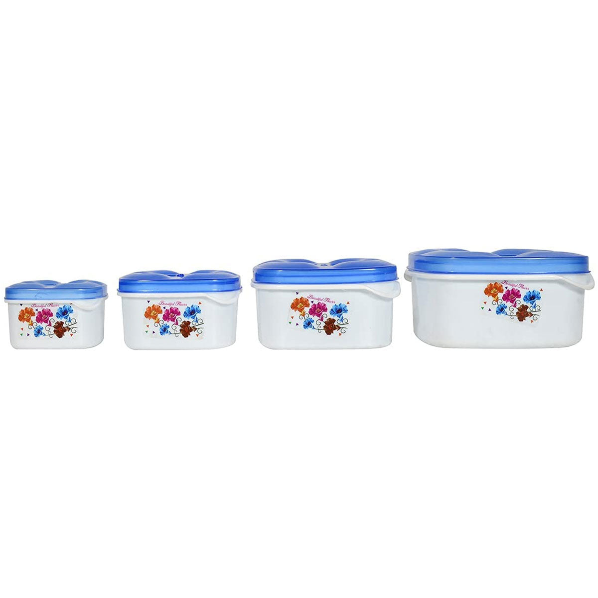 Square Modular Plastic Container Set of 4 Blue