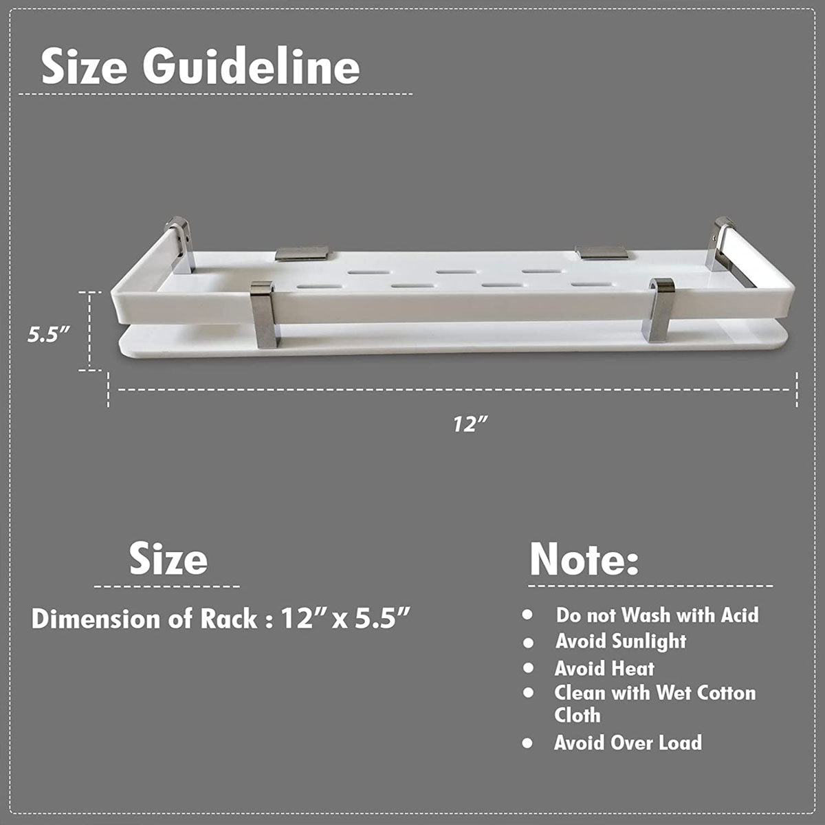 Acrylic Bathroom Shelf 12 Inches