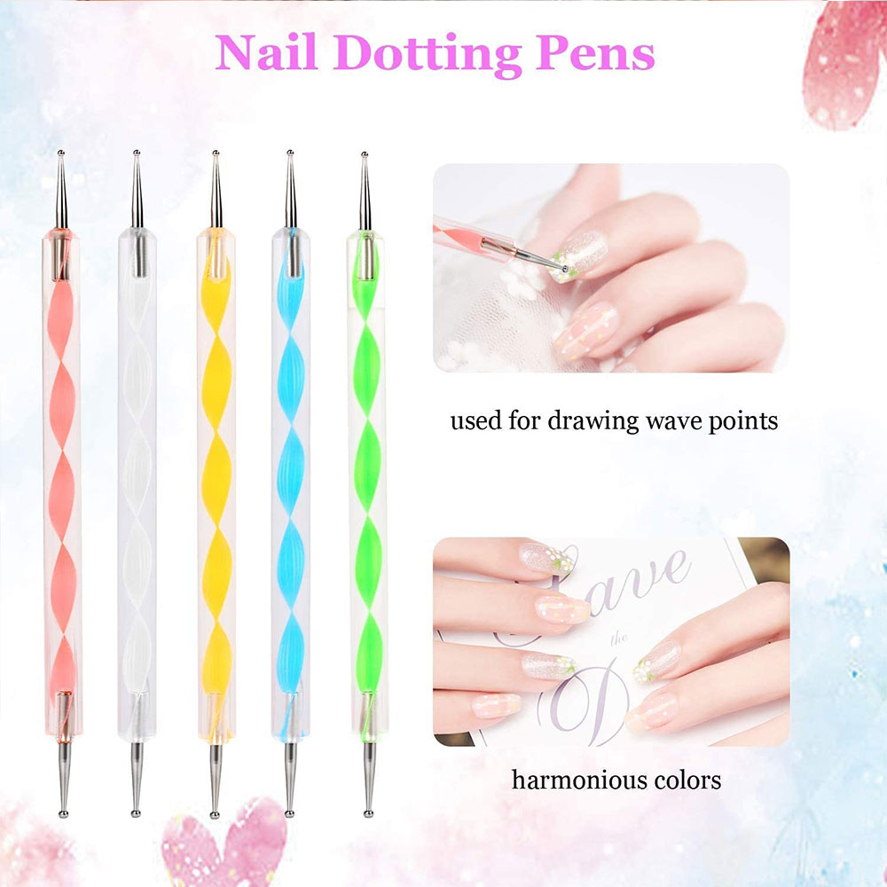 5 pieces Nail Art Dotting Marbleizing Tool Pen