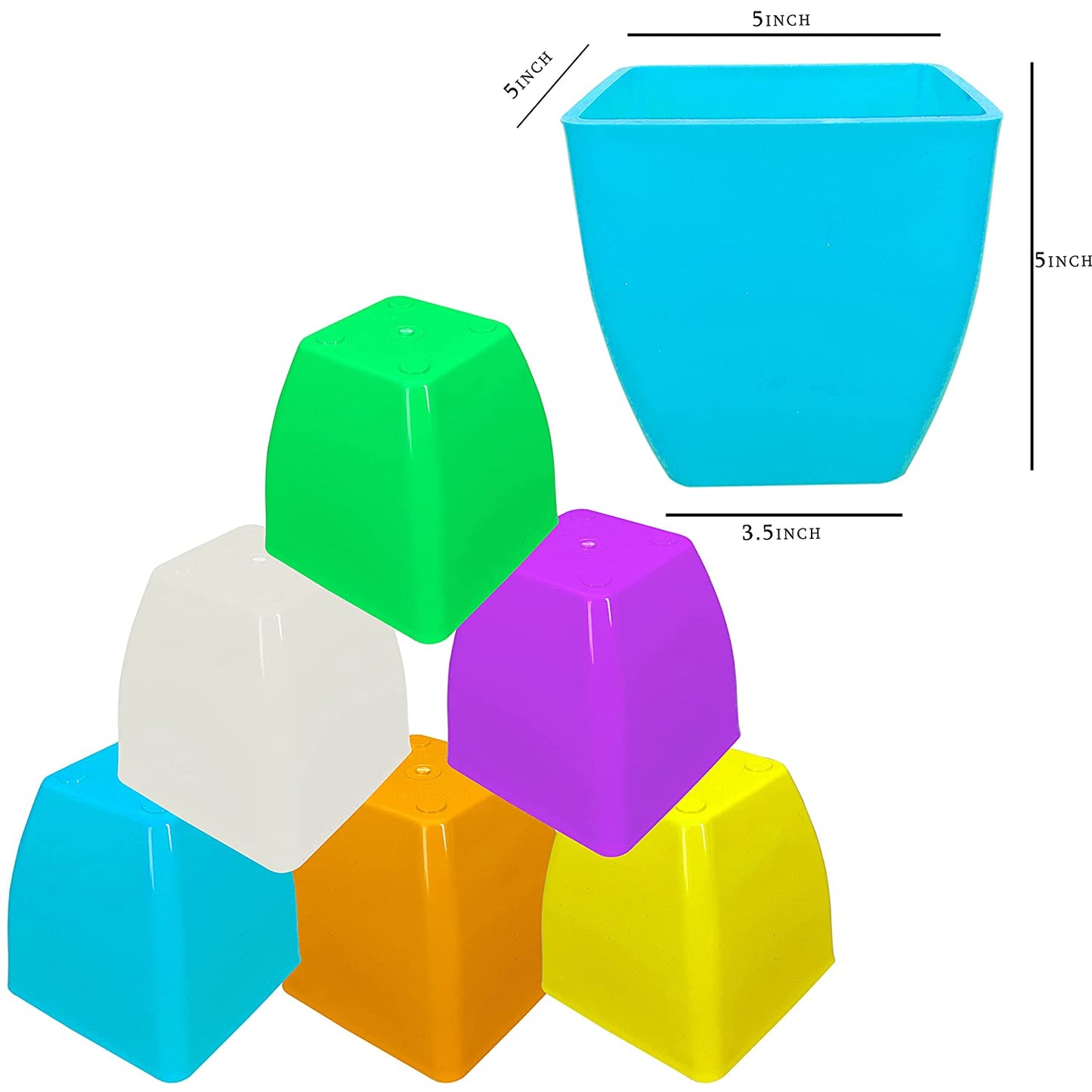 5 inch square plastic pot (Pack of 5)