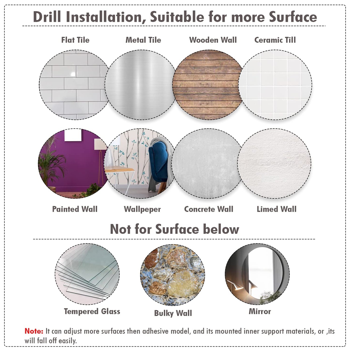 Acrylic Wall Mounted Mobile Stand with Data Cable Receiving Hole