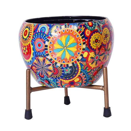 Printed Flower Pots with Iron Stand - TruVeli