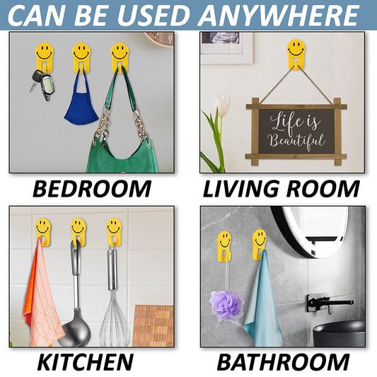 Smiley Emoji Hooks for Wall Pack of 6