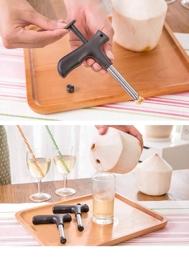 Coconut Opener with 4 Reusable Straws and Brush