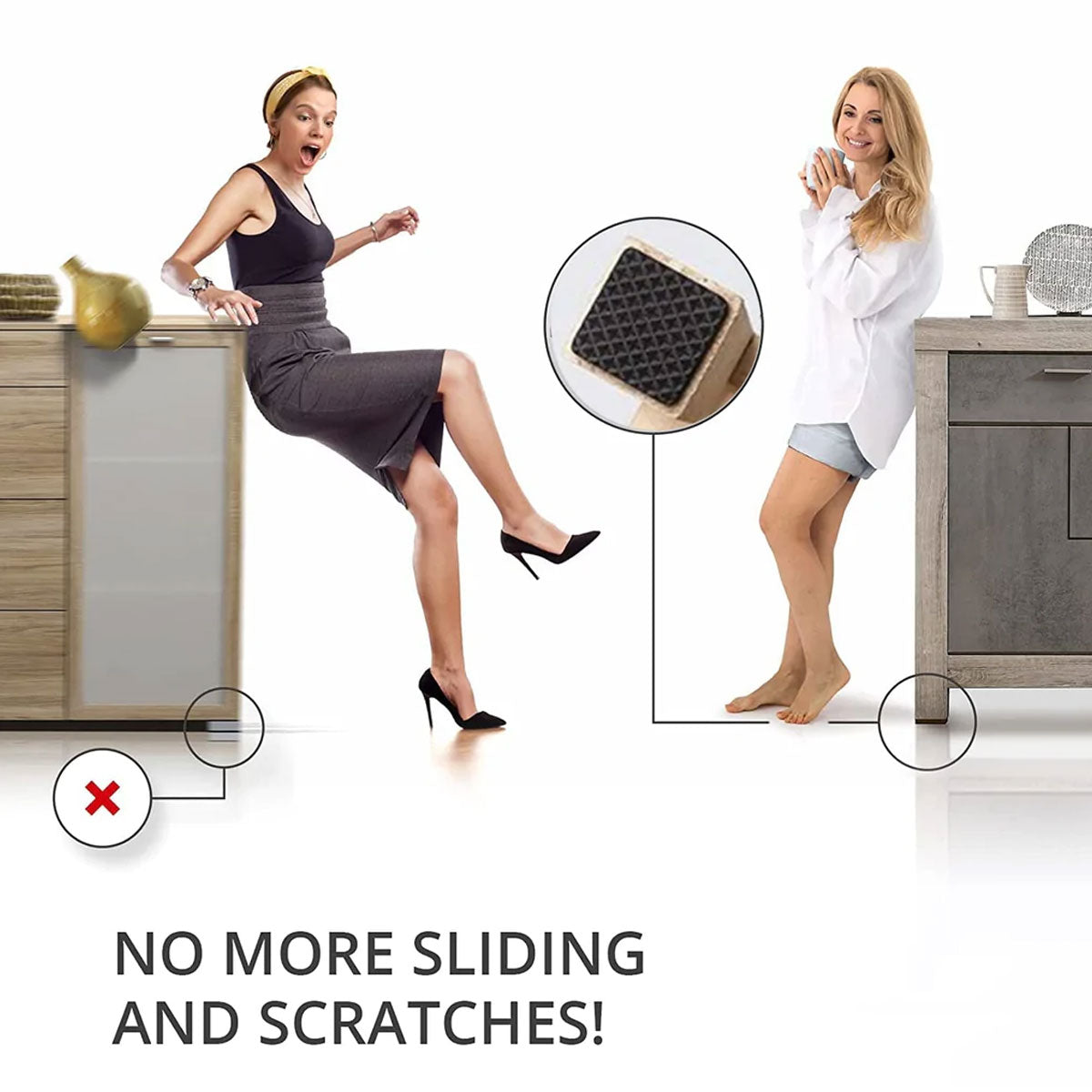 Non Slip Felt Furniture Feet Pads Black 9 pcs