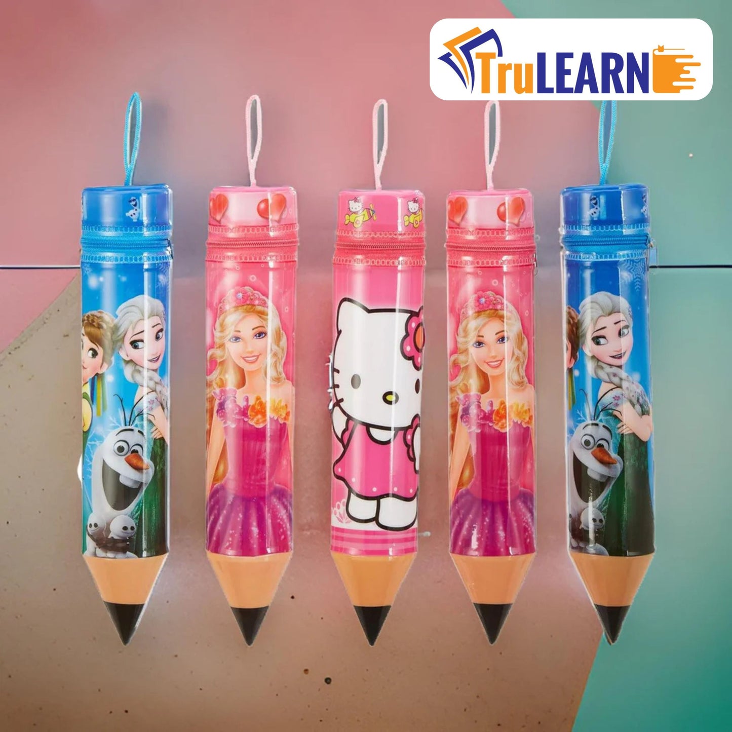 TruLearn Pencil Shaped Stationery Case Pouch - Multi Design 1 pcs include