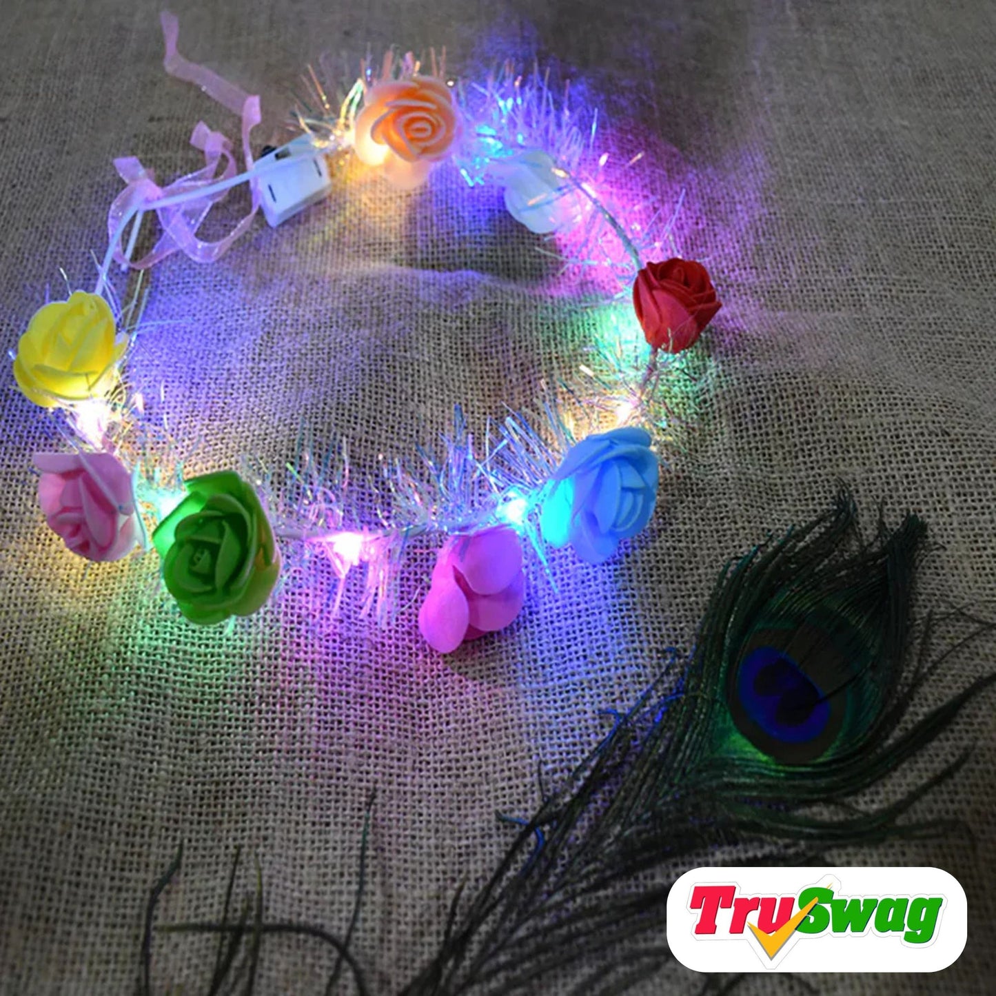 TruSwag  LED Flower Crown Headband – Multicolor Light-Up (1 Pc), Hair accessories