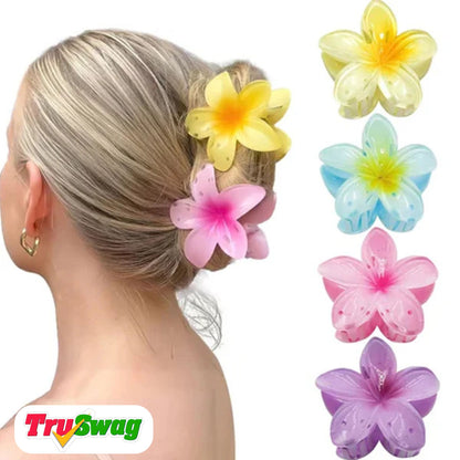 TruSwag  Flower Jumbo Claw Clip for Girls & Women Hair Medium Stylish Accessories Pack of 6 Random Color