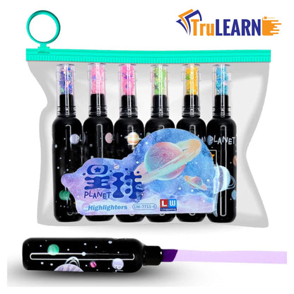TruLearn  Space Theme Bottle Shape Highlighter - Set Of 6