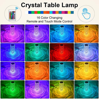 Crystal Table Lamp RGB Color Changing Night Light