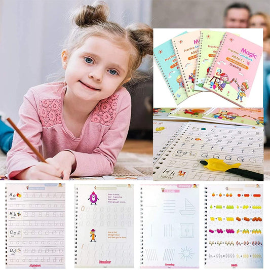 Magic Practice Copybook (4 Books + 10 Refills + 1 Pen)