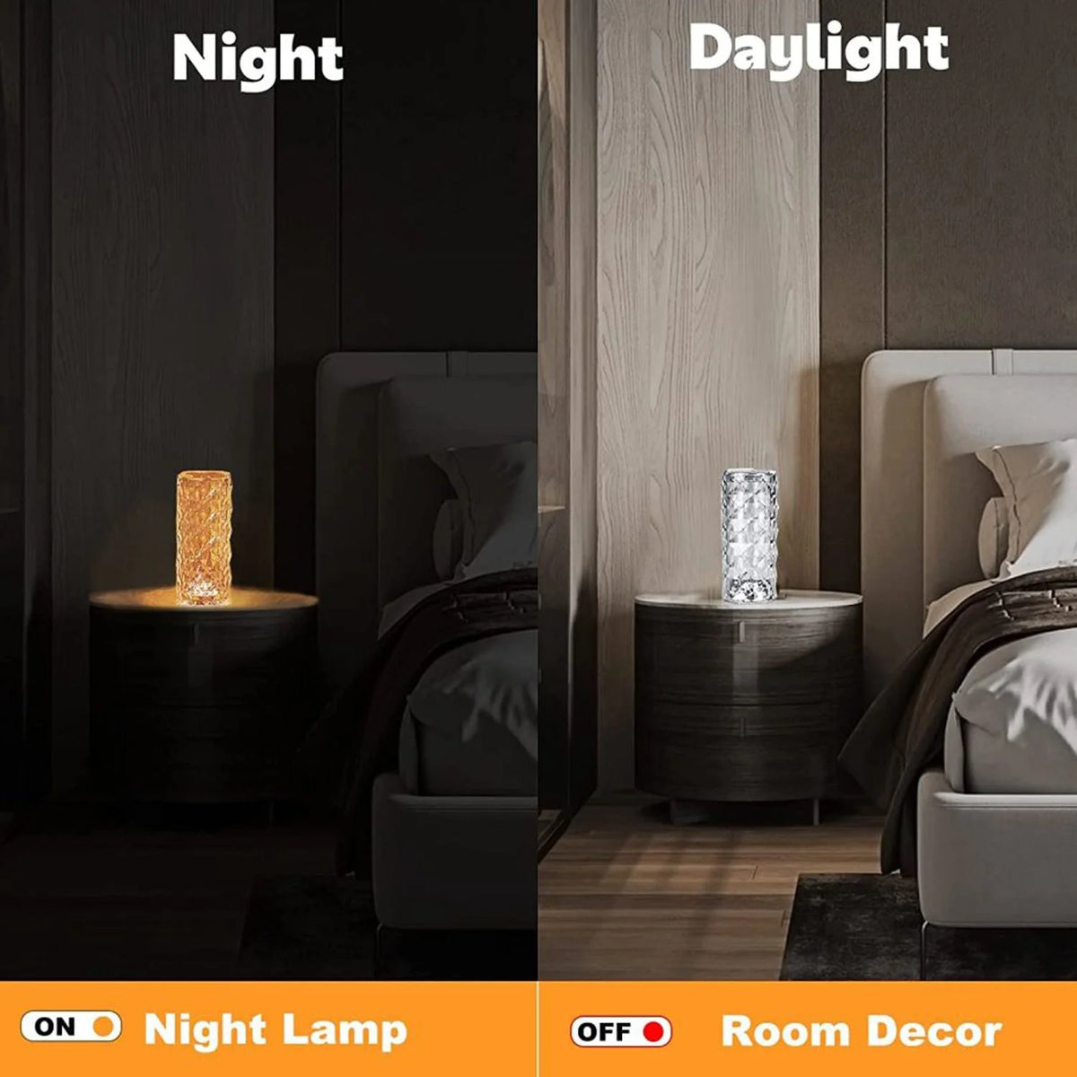 Crystal Table Lamp RGB Color Changing Night Light