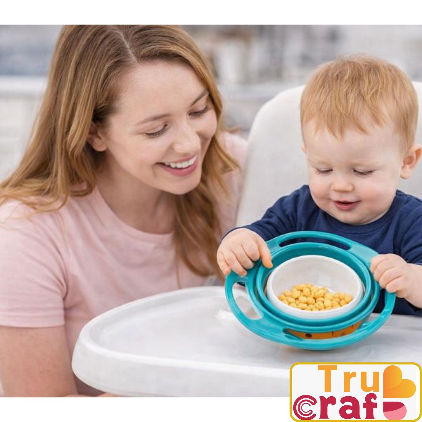 TruCraft Portable Non Spill Feeding Toddler Gyro Bowl 360 Degree Rotating Dish