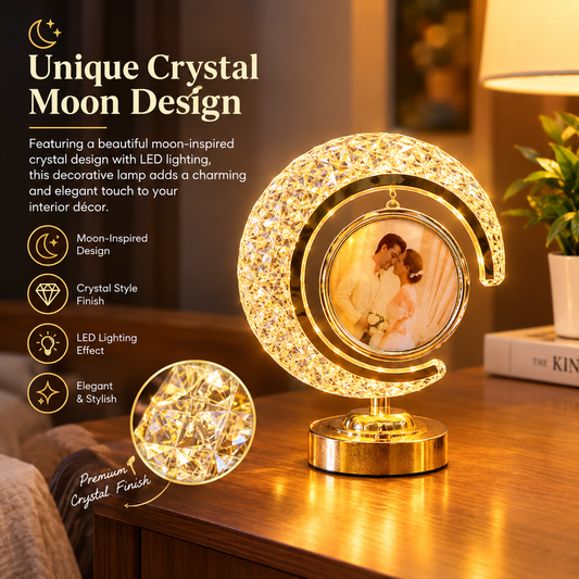Crystal Moon LED Lamp with Round Shape Photo Frame 🌙
