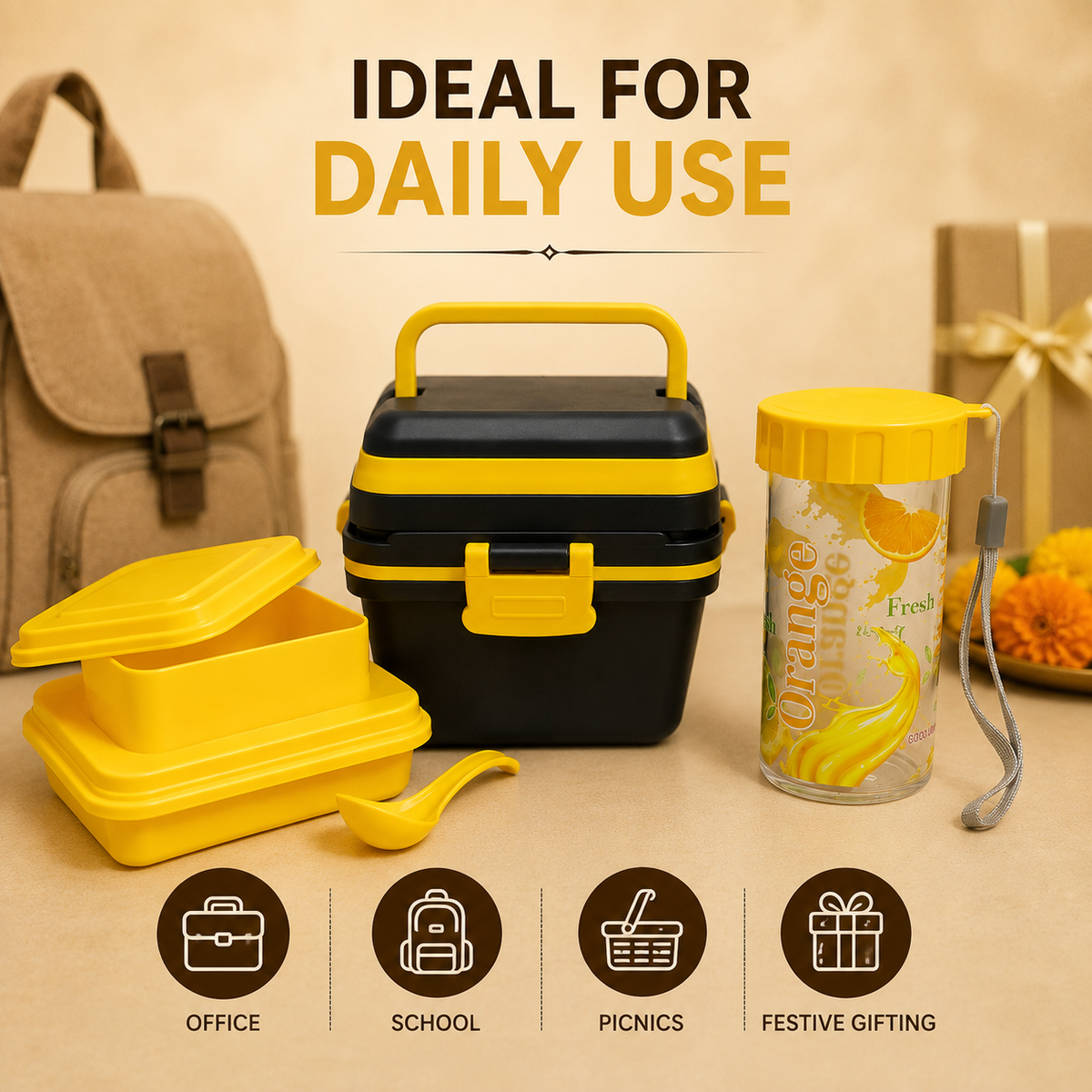 Festive Pack – Rock Lunch Box with Sparkle Buddy Water Bottle 350 ml