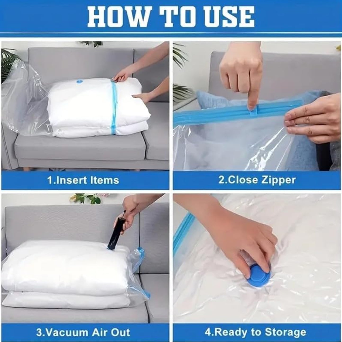 Vacum Storage Bags with Hand Pump (Pack of 5)
