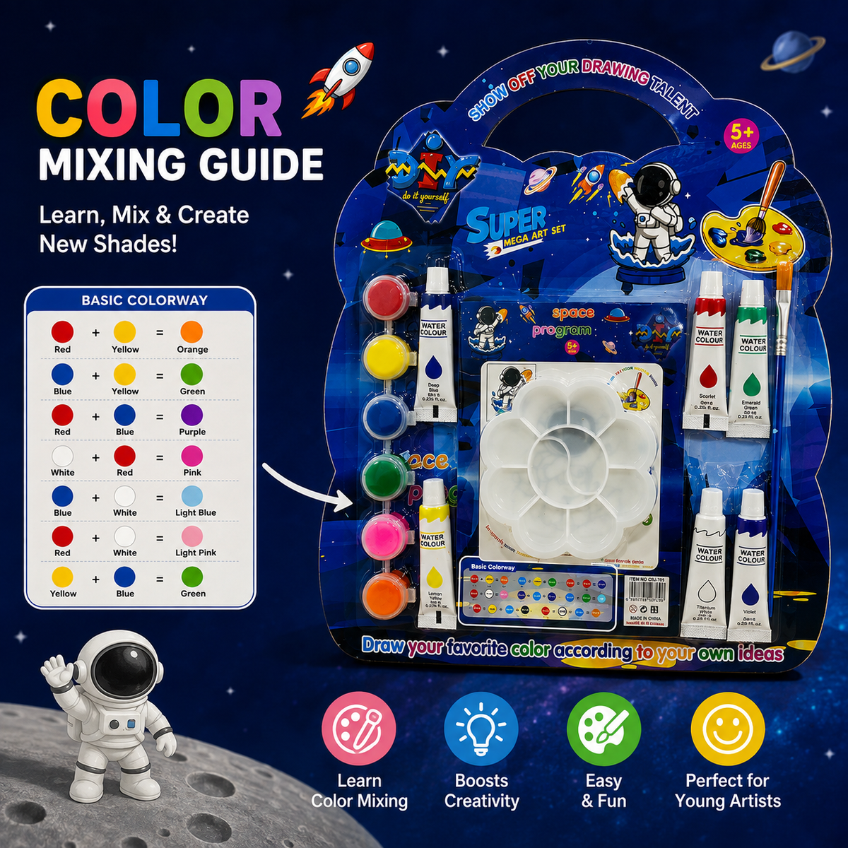 🚀 Space Theme Painting & Art Set – Creative Fun for Kids