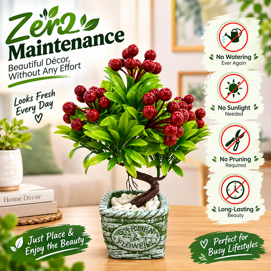 Mini Artificial Berry Bonsai Plant – Elegant Décor 🌿