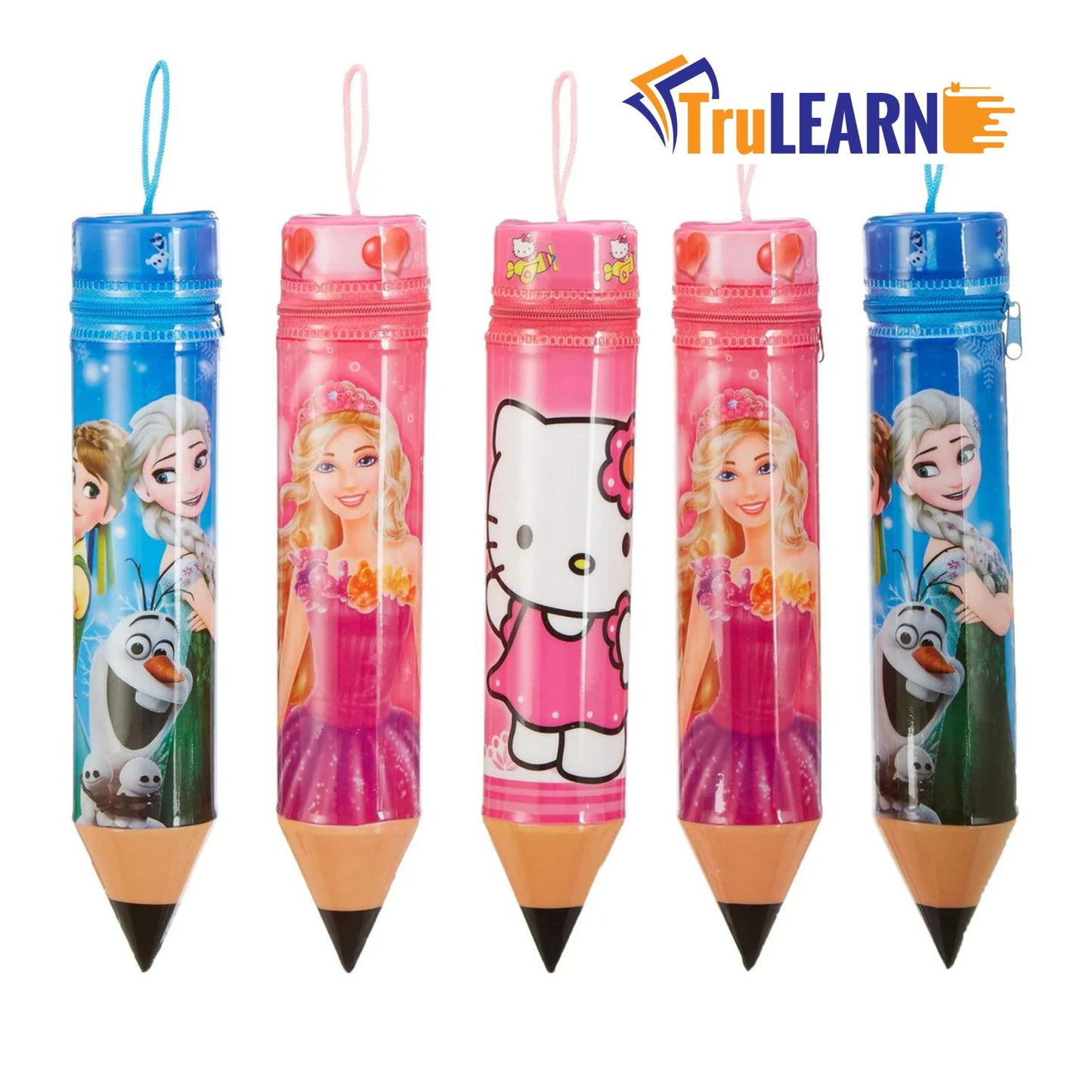 TruLearn Pencil Shaped Stationery Case Pouch - Multi Design 1 pcs include