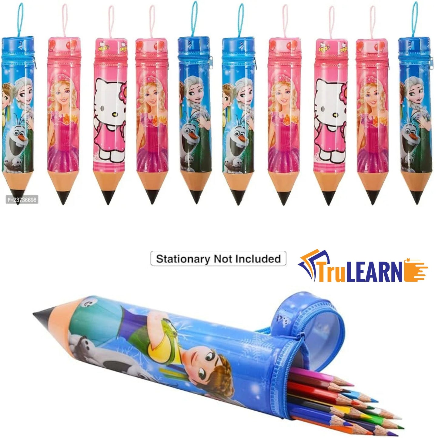 TruLearn Pencil Shaped Stationery Case Pouch - Multi Design 1 pcs include