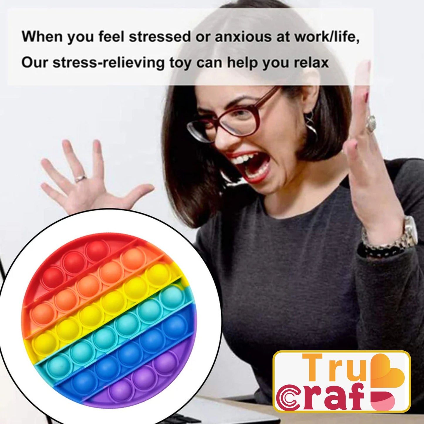 TruCraft  Round Pop it Toy For Stress Reliever Toy 1 pc