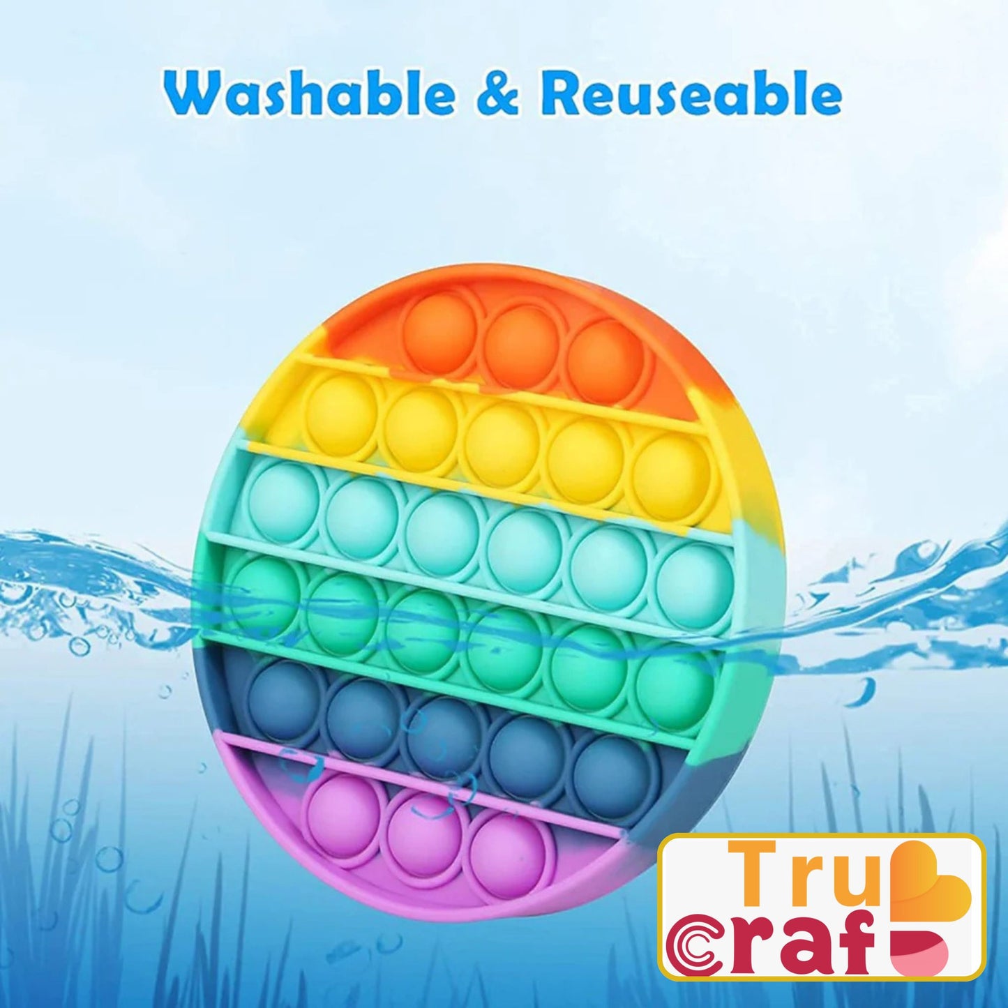 TruCraft  Round Pop it Toy For Stress Reliever Toy 1 pc