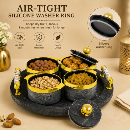 360° Revolving Multipurpose Dry Fruit & Snack Serving Set